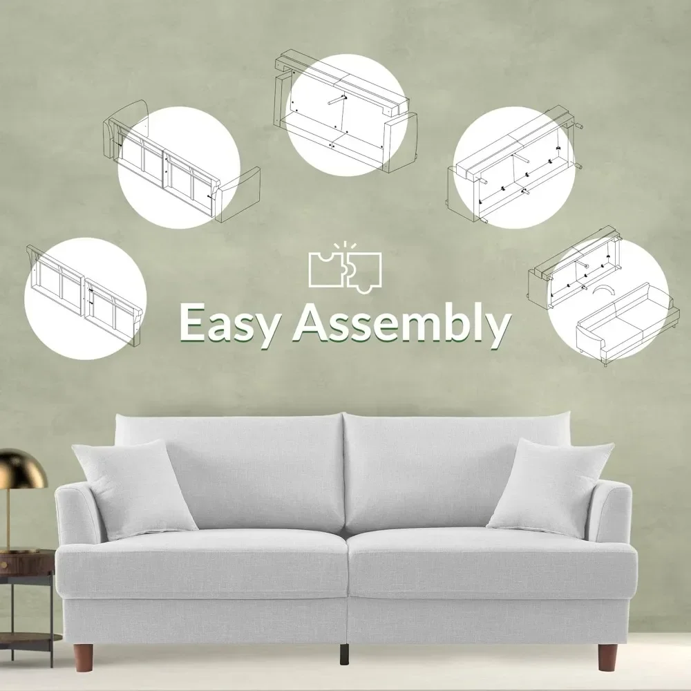 Sofá Comfort – Sofá de 81" e 3 lugares, inclui 2 almofadas combinando, sofá com capas removíveis e laváveis à máquina