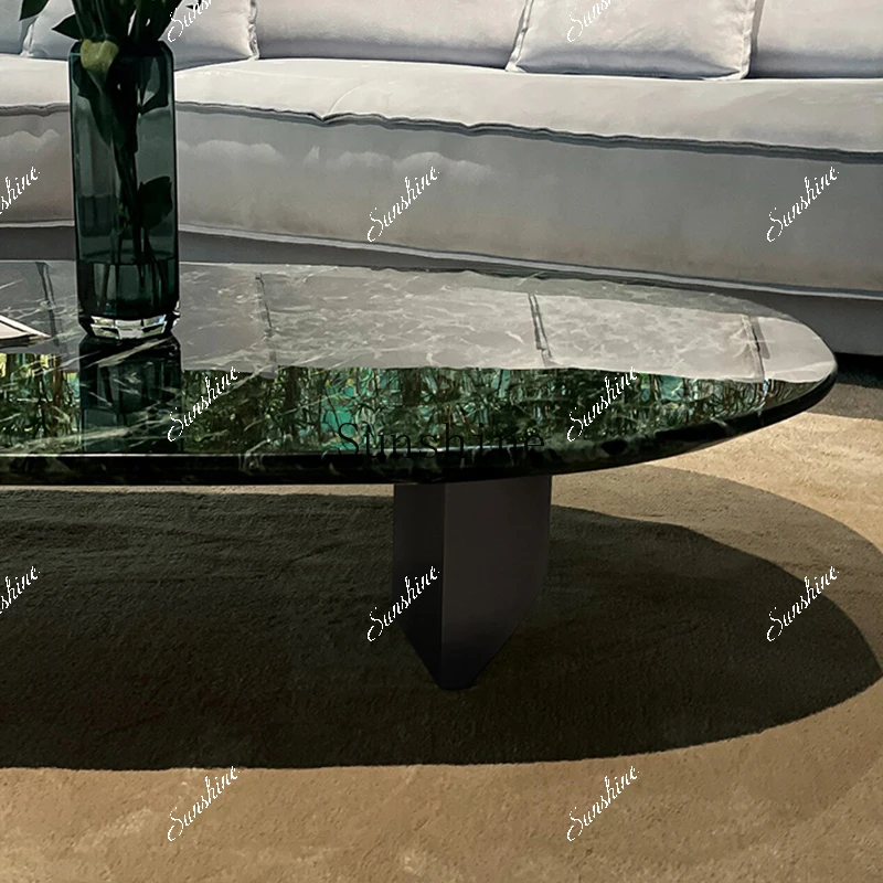 

Italian natural large flower green luxury stone minimalist rectangular natural marble coffee table FT