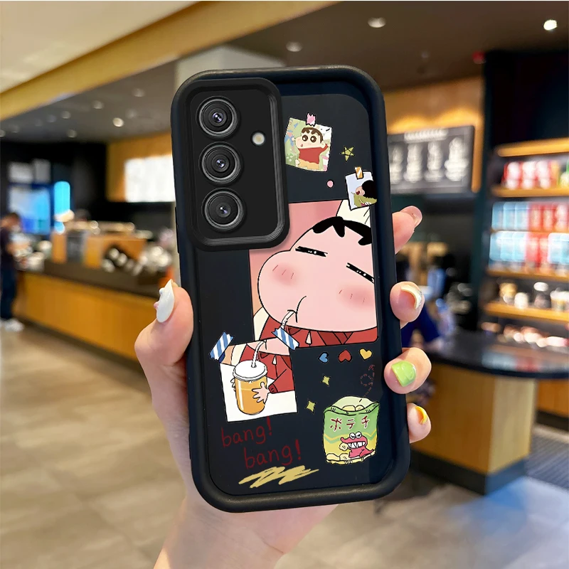Lovely C-Crayon Shin-Chan Case For Samsung Galaxy S24 S23 S22 S21Ultra Plus S23 S21 S20 FE Case Liquid Silicone Shockproof Cover