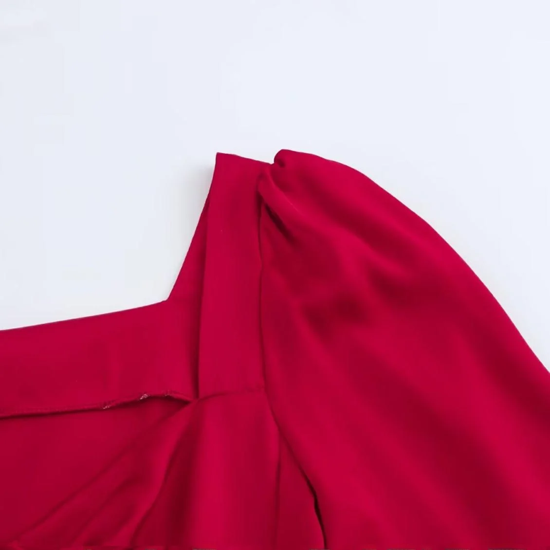 Faionable vierkante kraag lang Sve Dr JNLEAOG lente nieuwe dames hoge taille Franse Sle polyestervezel Dr