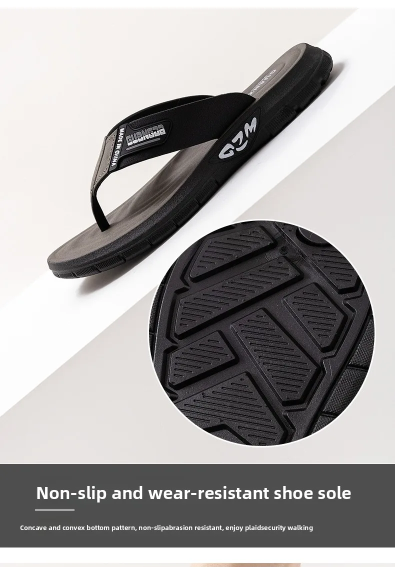 Herren-Leder-Flip-Flops, Sommer-Neuheit, rutschfest, dicke, weiche Sohle, verschleißfest, lässige Sandalen für Zuhause, draußen, Strand – Detail 11
