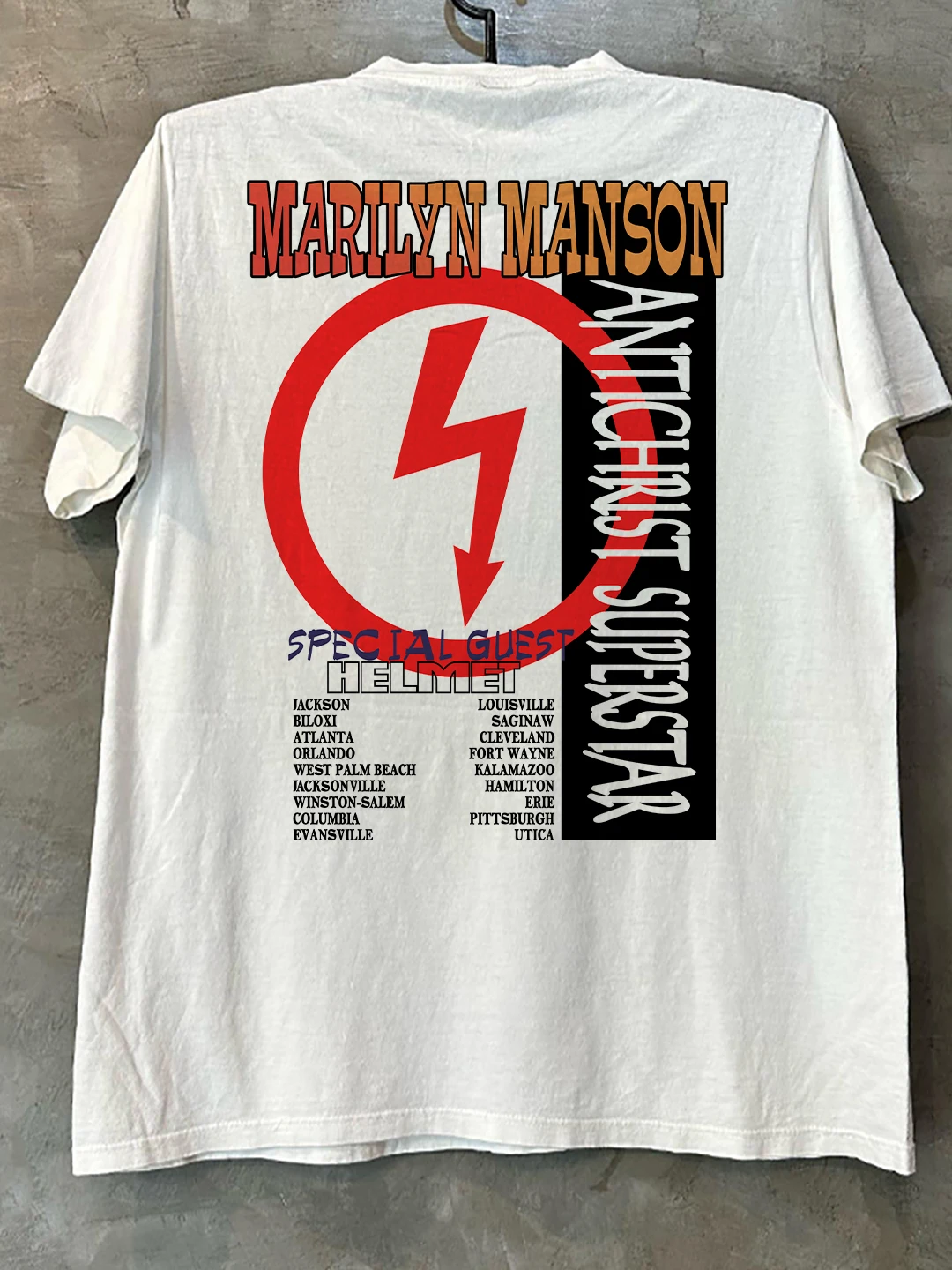 Marilyn Manson American Dark Short Sleeve T-Shirt Vintage Gothic Retro Rock Pure Cotton Half Sleeve Breathable Casual Tee