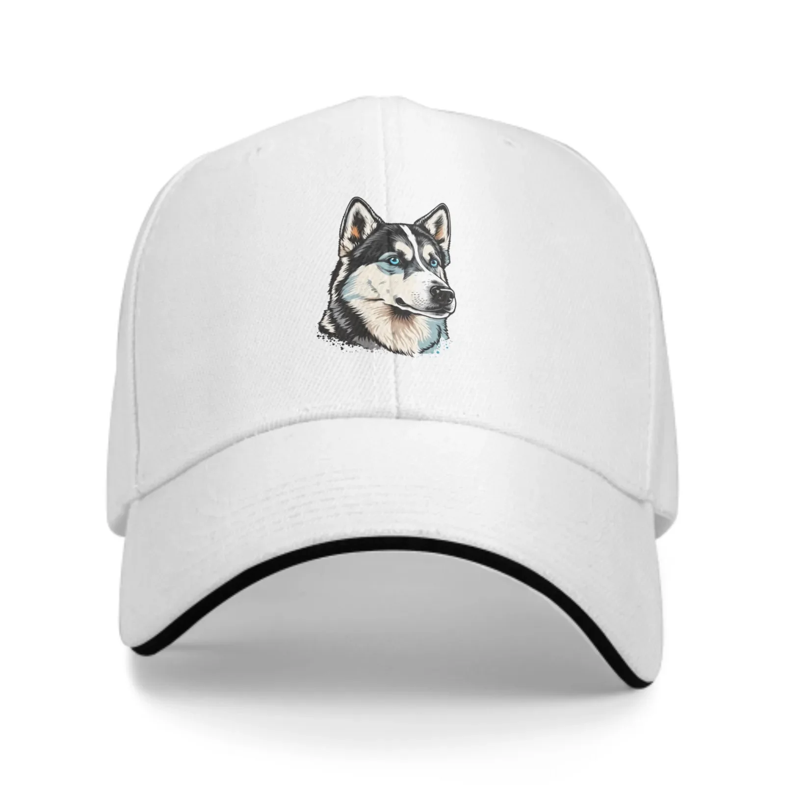 A Cold Husky Dog Adjustable Women Men Back Closure Caps Washed Sandwich Caps Sports Outdoor Baseball Hat