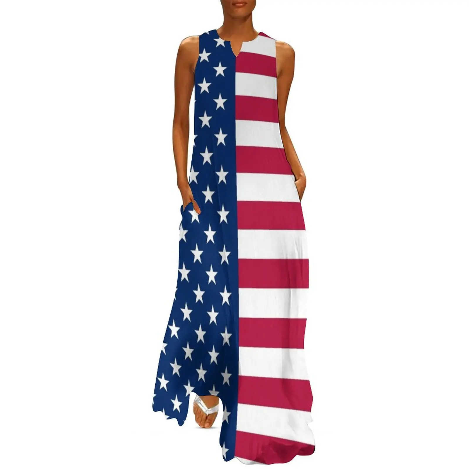 

United States Flag - USA Stars and Stripes Long Dress summer women's suit women's summer clothing 2025 fairy dress Dress