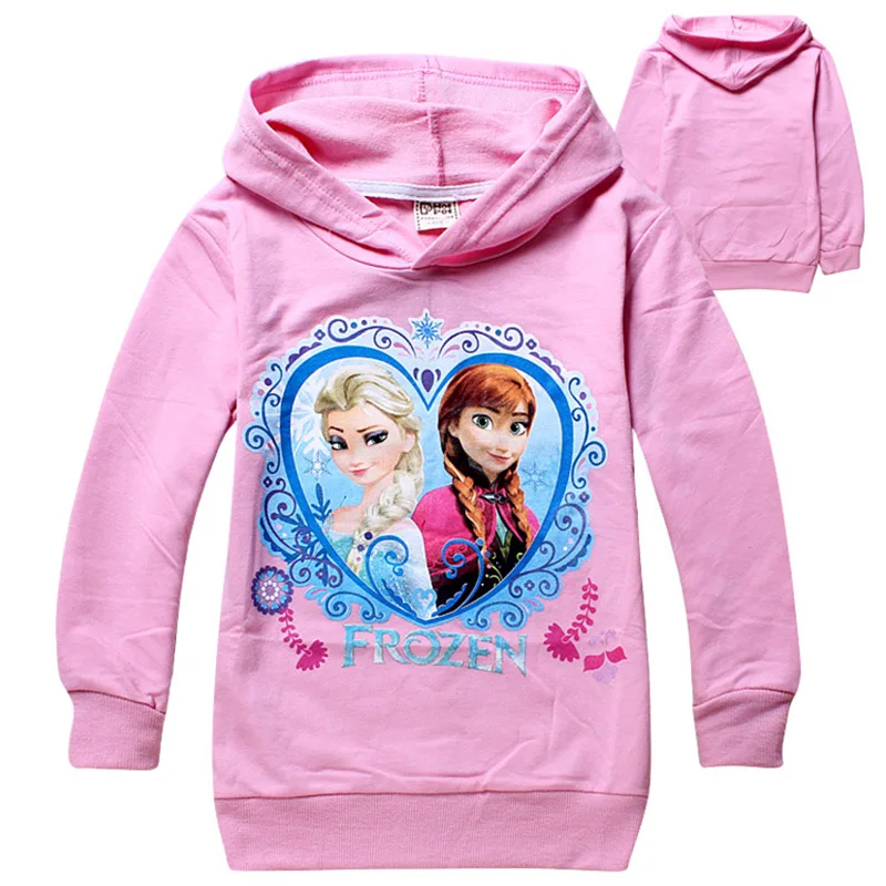 Frozen Girls Hoodies Sweatshirts Cotton 2024 Autumn Kids Clothes Cartoon Frozen Princess Children Hooded Clothing