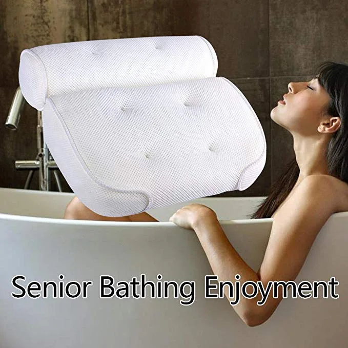 3D Mesh Bathroom Suction Cup Pillow Spa Bathtub Pillow Anti-Slip Adsorption Breathable Soft Skin Friendly Neck Pillow For Baths