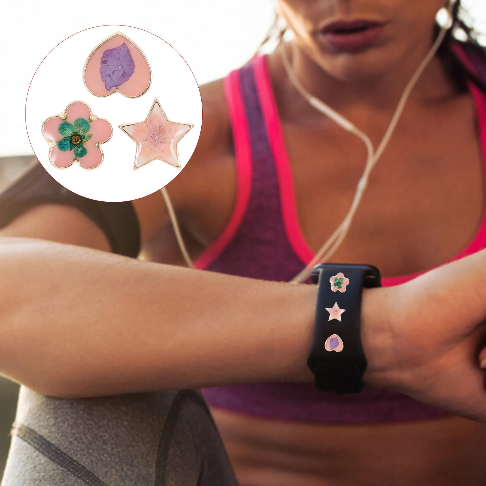 3Pcs Smart Watchband Decoration Delicate Wear-Resistant Alloy Charms Lightweight Watch Supply Watchband Charm Watch Accessory