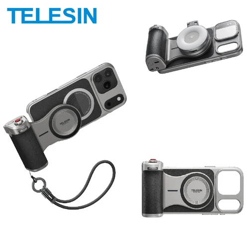 TELESIN Master Grip Kit para iPhone 17 Pro ProMax Cámara de teléfono Agarre magnético Funda de grafeno para iPhone Soporte de mango de teléfono de refrigeración