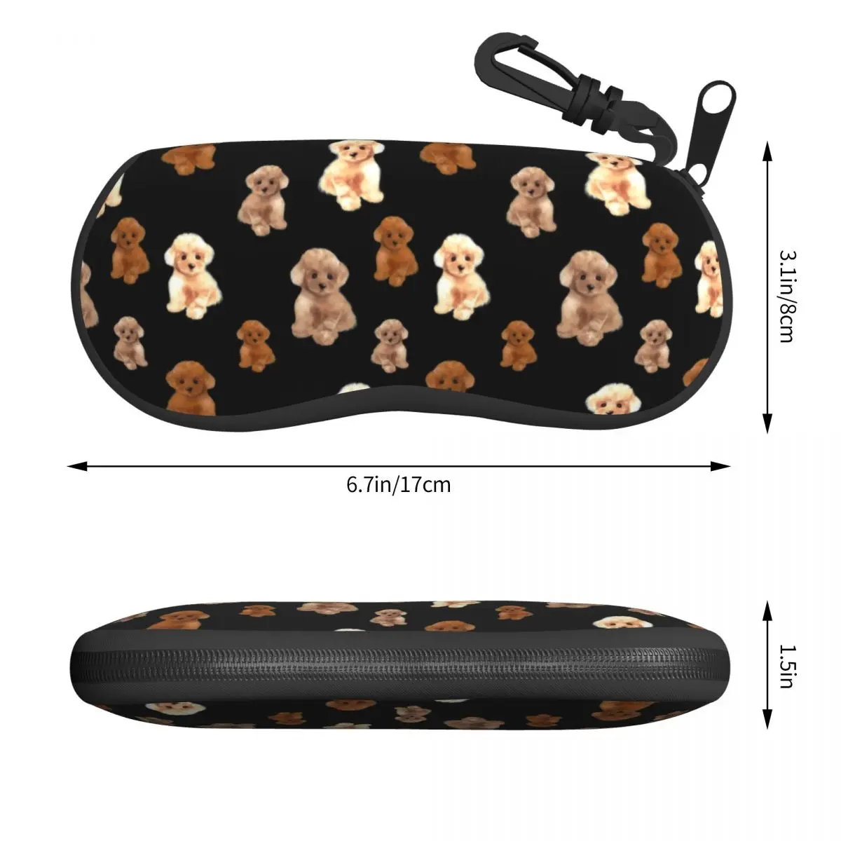 Teacup Poodle Dog Sunglasses Soft Case Neoprene Zipper Pet Lover Shell Eyeglass Case Custom Protective Box For Glasses