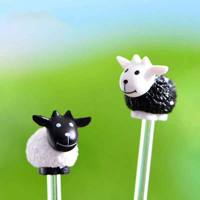 5PCS Miniature Animal Cute Mini Kawaii Cabochons Sheep Goat Resin Figurines Micro Landscape Fairy Garden Terrarium Accessories