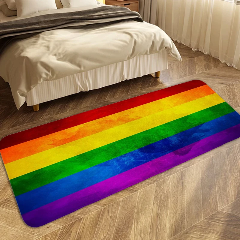 Rug for Bed Room V-Rainbow Prides Carpet for Bedroom Veranda Floor Mat Floor Mats Front Door Sleeping Room Rugs Carpet Bathmat