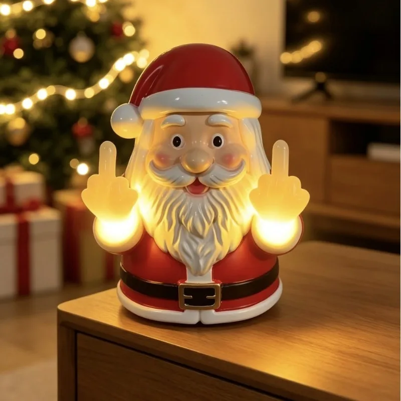 Funny Santa Claus Figurine Light Up Christmas Decoration Naughty Santa Novelty Desk Ornament Holiday Gift