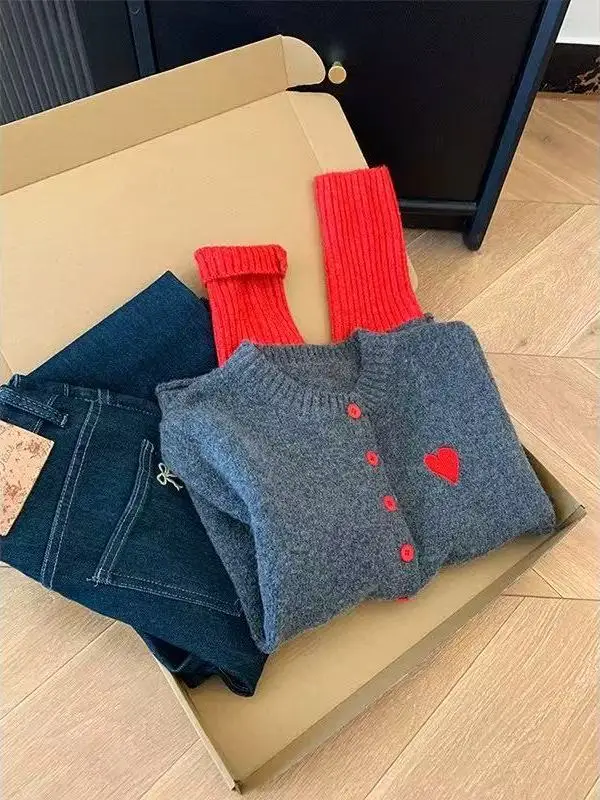 Cárdigan de punto coreano Sle Color Blo para mujer Otoño Invierno nuevo tamaño pequeño de lujo suave acogedor suéter Jaet Commute suelto...