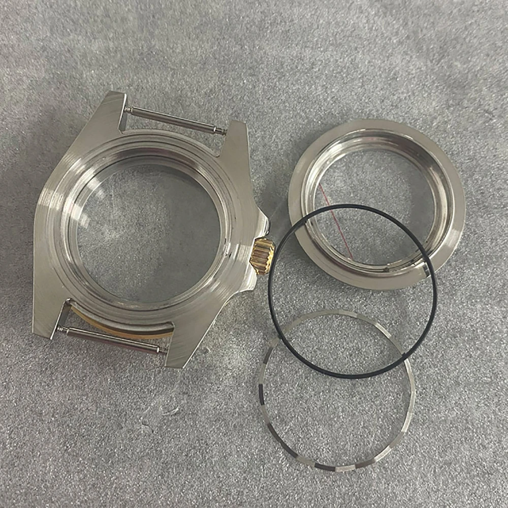 40mm SUB Watch Case Transparent Bottom Shell Magnifying Sapphire Glass For NH35/ NH36/ 4R Movement Watch Parts