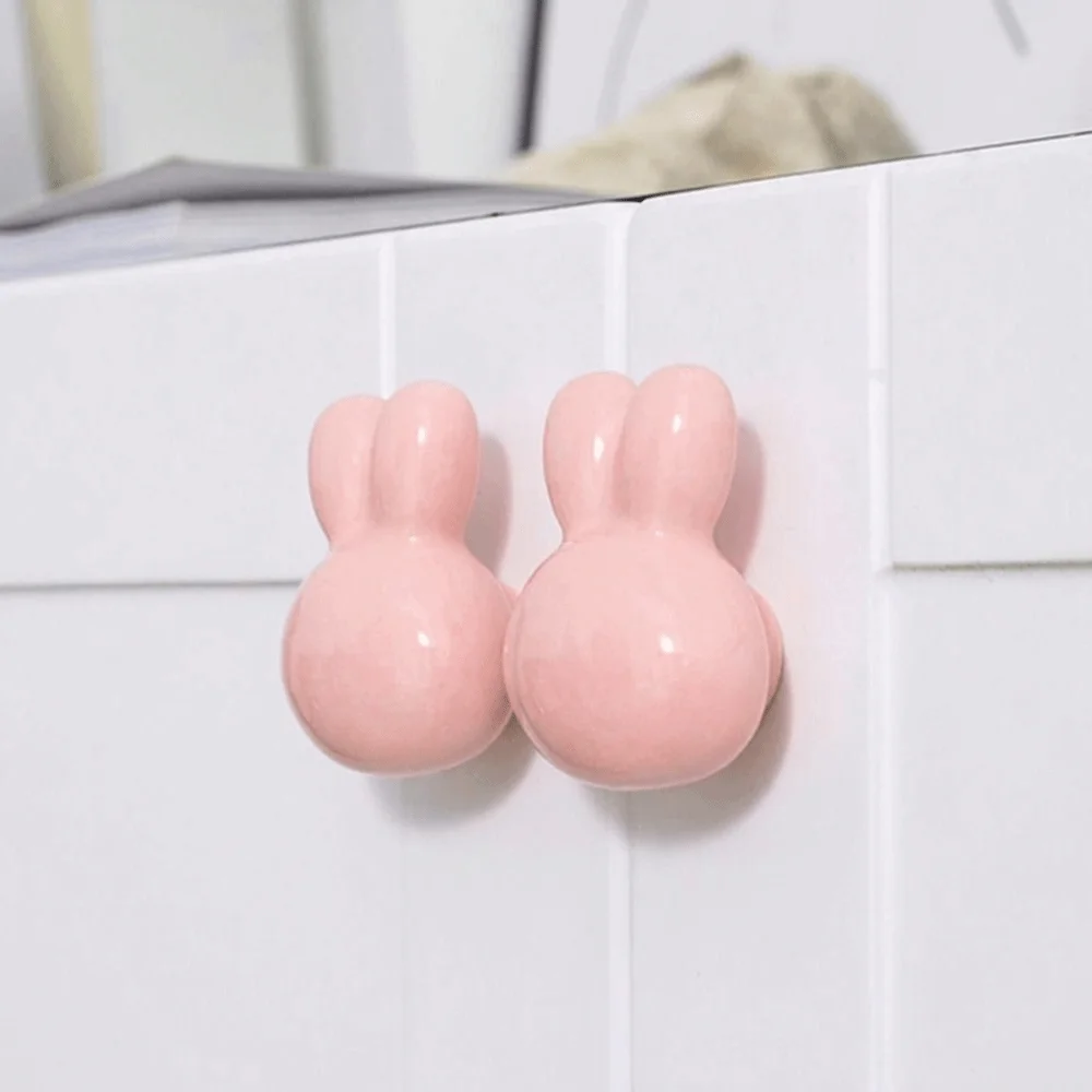 Single Hole Ceramic Drawer Knobs Solid Metal Thread Smooth Glossy Ceramic Cartoon Furniture Handles Multiple Color Options