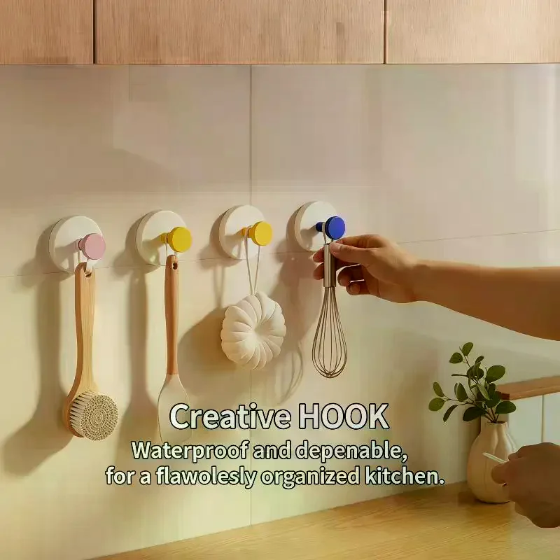 Cute Colorful Suction Cup Wall Hooks Strong Adhesion No Drilling Perfect For Bathroom Kitchen Hanging Towels
