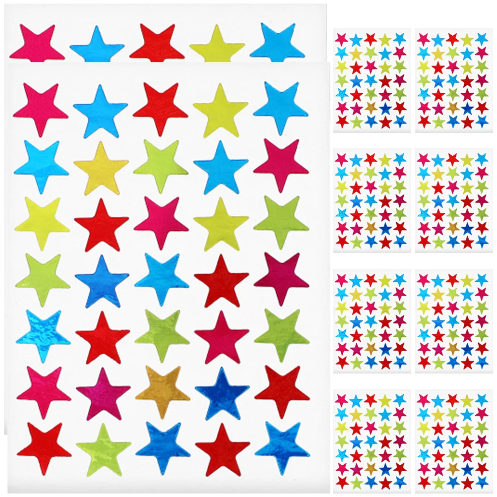 

10 Sheets Reward Star Stickers Multi-Function Removable Self-Adhesive for Kindergarten Teacher Supply Craft Decoration