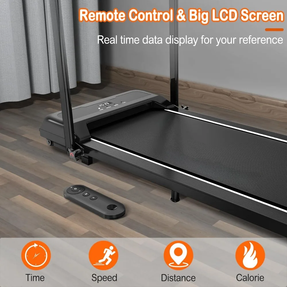 Walking Pad with Handle Bar, Foldable Treadmill, Under Desk Treadmill, 6.2 MPH Running Pad with Remote Control and LED Display