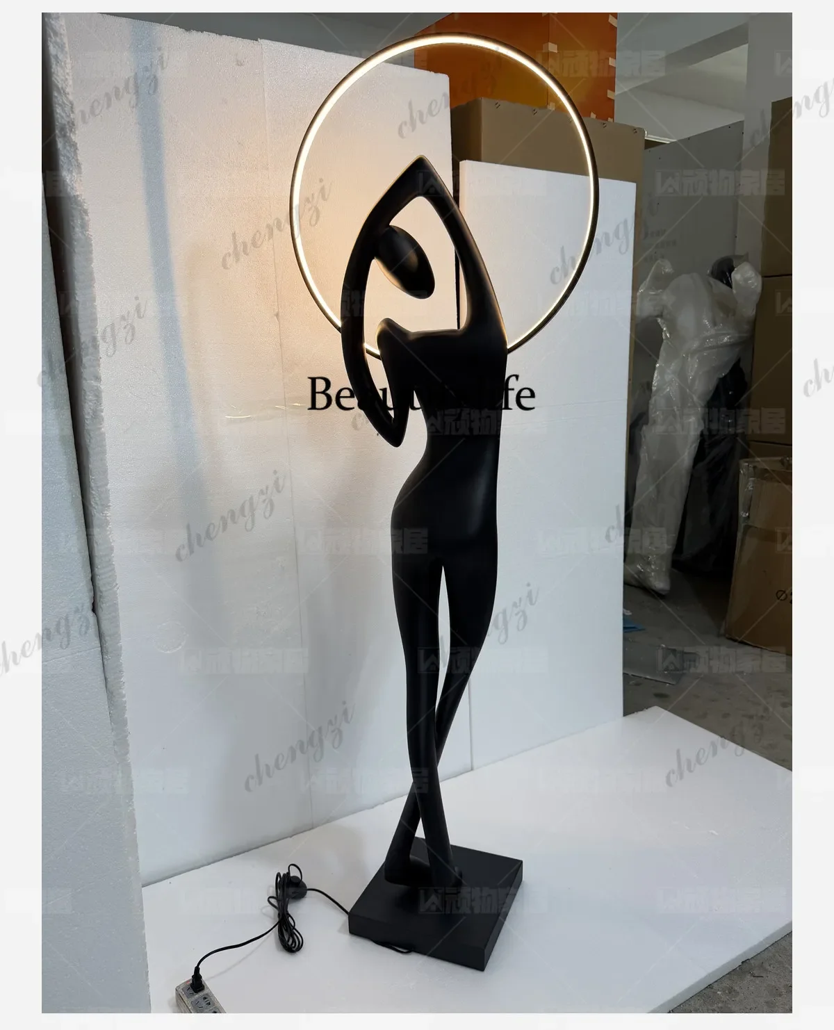 a55 Modern simple abstract figure sculpture store ornament LED luminous art floor decoration home