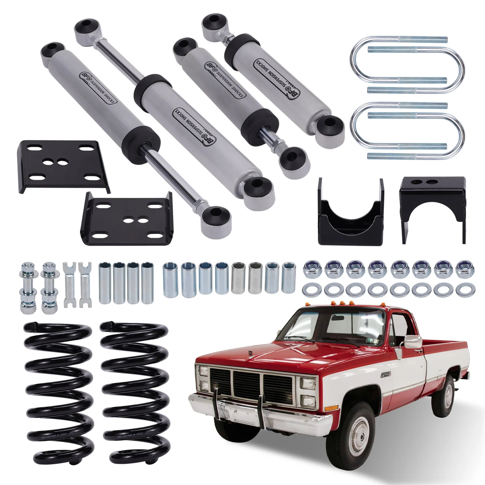 Kit di ribaltamento ammortizzatori per molle abbassamento da 3 pollici F 5 pollici R per CHEVY C10 GMC 1973-1987