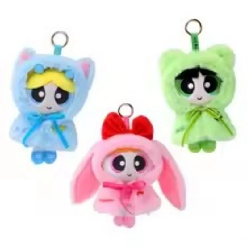 Oryginalny Kawaii Powerpuff Girls Pluszowy Płaszcz Seria Plecak z Zawieszką Kreskówkowa Anime Dziewczyna Serce Urocza Pluszowa Zabawka Brelok Prezent dla Dziewczyn