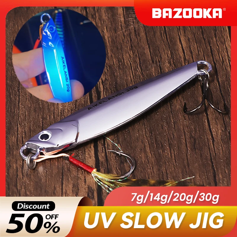 

Bazooka Slow Jig Jigging Metal Fishing Lure Spoon Hard Lead Sinking Artificial Trolling Saltwater Boat Bass Pike Winter Bait