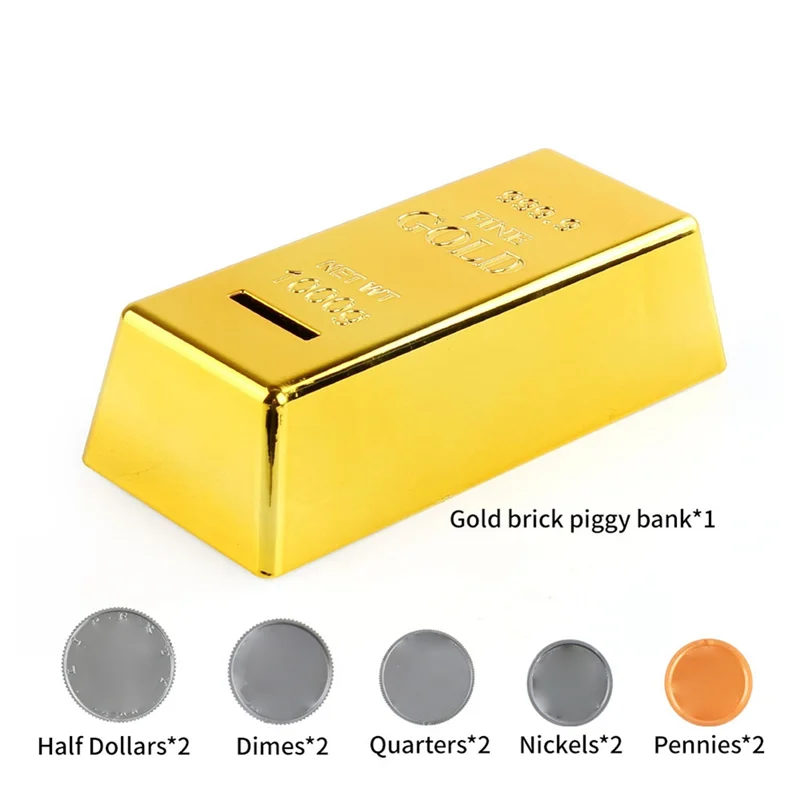 ABFN-Simulated Gold Bricks, Children's Piggy Bank, Piggy Bank, Plastic Decorative Ornaments, House Games