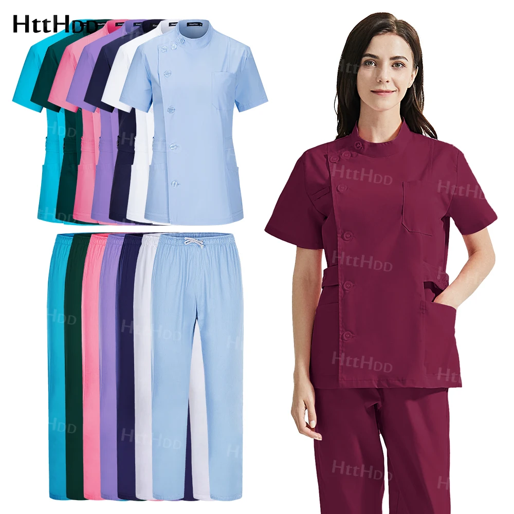 

Veterinary Uniforms Hospital Scrub Uniform Nurse Women Doctor's Work Uniform Set Hotel Cleaning Workwear Suit Soft Dental Scrubs