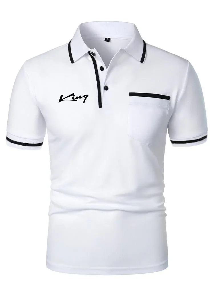 New Polyester Men's Polos Solid Color Classic Polo Shirt Men Short Sleeve Top Quality Casual Business Social Polo Shirt Men