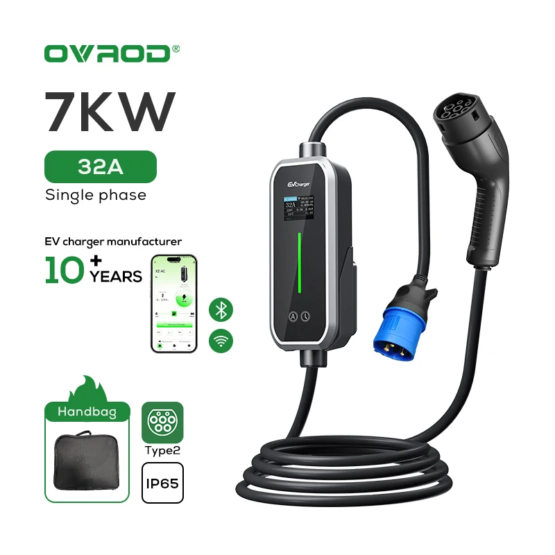

Ovrod 32A 7Kw 11Kw 22Kw Type 2 Smart Electric Car Fast Charging Pile Portable and Wall Mounted Ev Charger Station