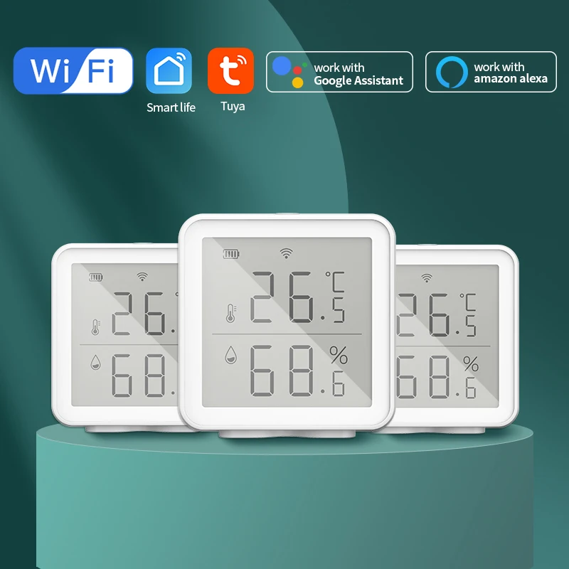 Tuya WIFI Temperature Humidity Sensor Indoor Hygrometer Thermometer LCD Display Smart Home Alexa Google Assistant Remote Control