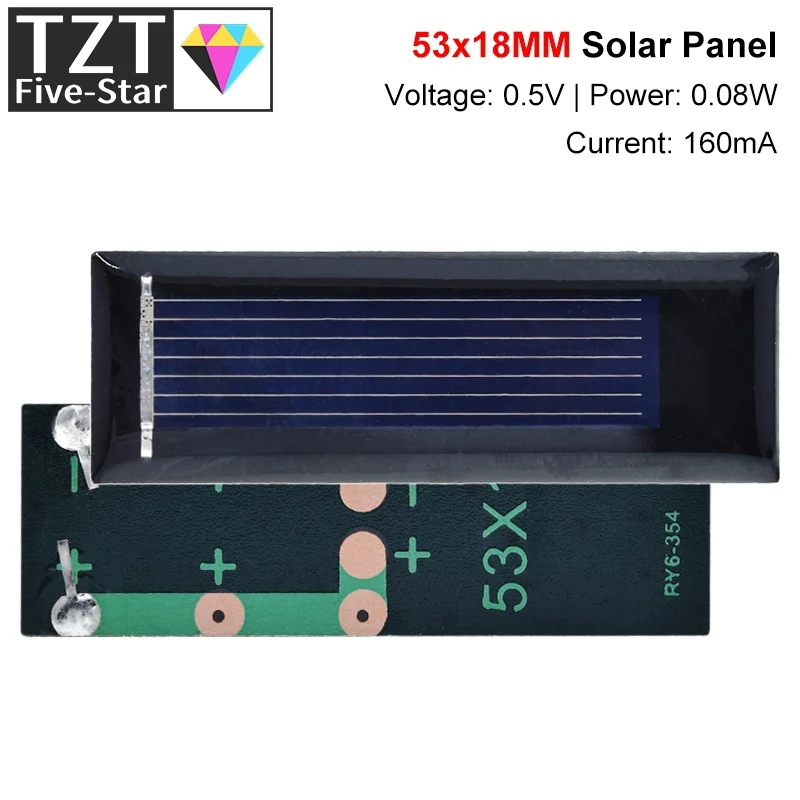 TZT 0.5V 100mA 0.08W 53*18MM Solar Panel Epoxy Polycrystalline DIY Battery Power Charger Mini Solar Cell Hot Sale