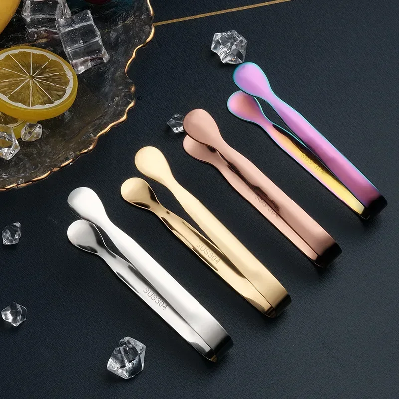 Ice Clamp Stainless Steel Multifunctional Multicolor Bread Barbecue Clip Cube Sugar Ice Tongs Tool Bar Kitchen Accessories