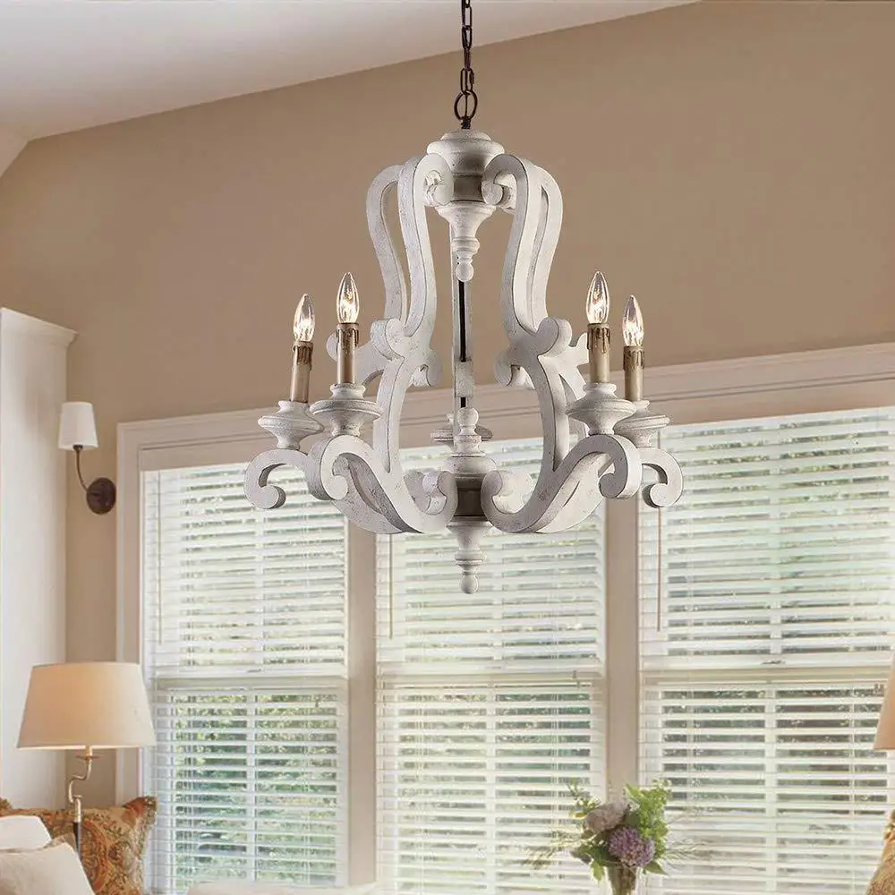 

American country, French pastoral wood chandelier, living room and dining room lamps