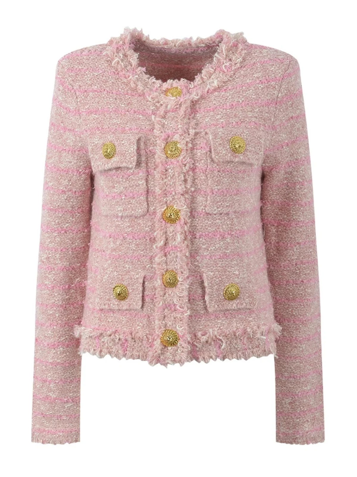 

Осенне-зимний женский кардиган с круглым вырезом, пуговицами, декоративными элементами, модными цветовыми блоками и полосками, универсальный, свободного кроя.