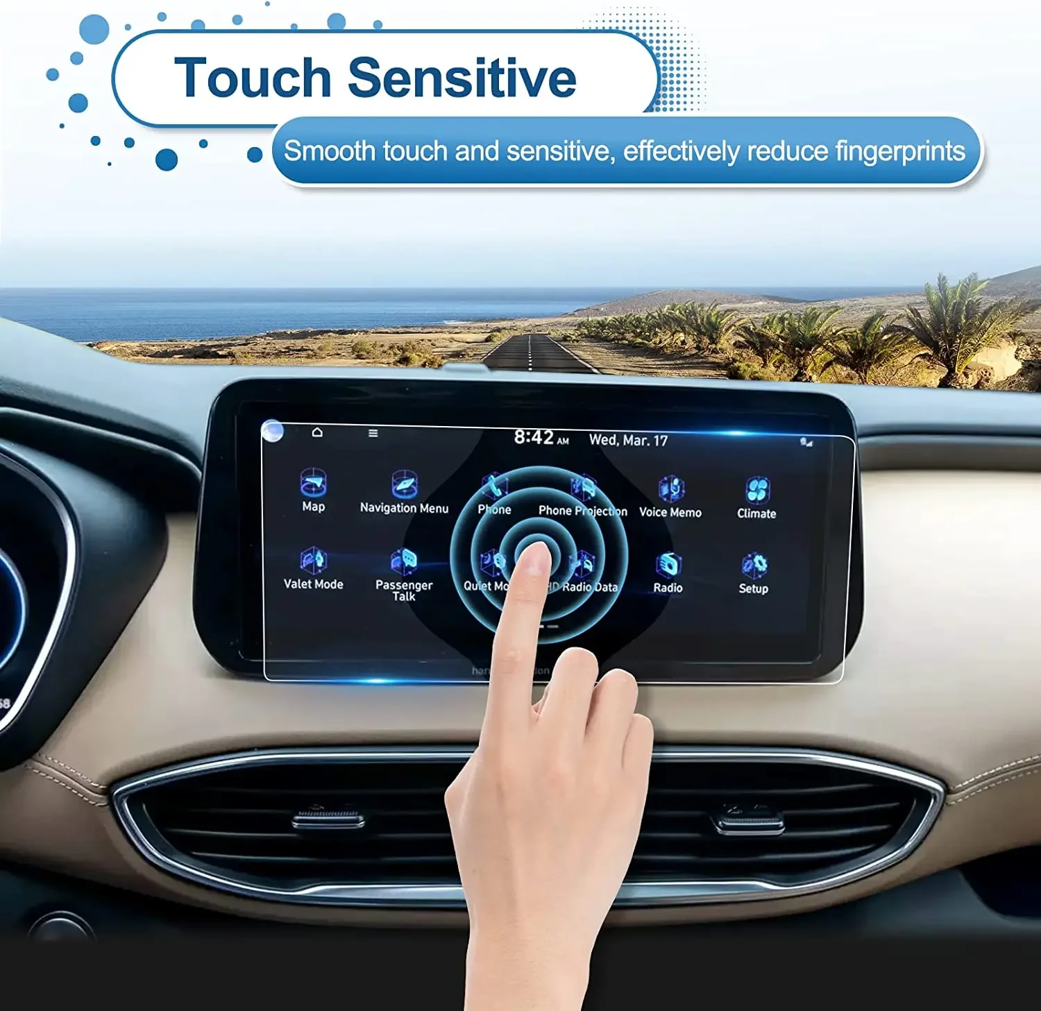For Hyundai Santa Fe 2021 2022 2023 10.25-inch Screen Protector Navigation GPS Screen Tempered Glass Protector Car Accessories