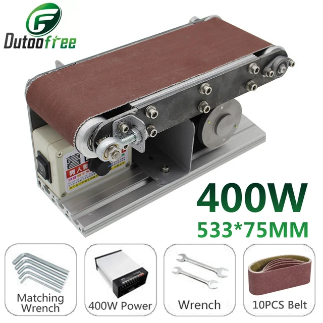 110 V/220 V elektryczna szlifierka taśmowa szlifierka biurkowa wielofunkcyjna polerka szlifierka do drewna narzędzia z 10 szt. Paska 533*75mm