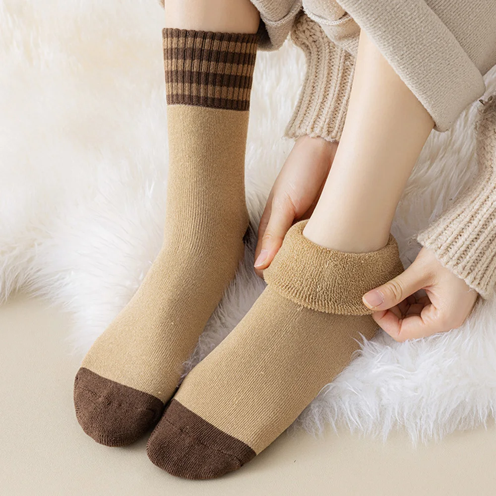 10 Pair Fashion Stripe Keep Warm Socks Women Cashmere Thick Winter Terry Air conditioning Floor Socks Female Soft Comfortable
