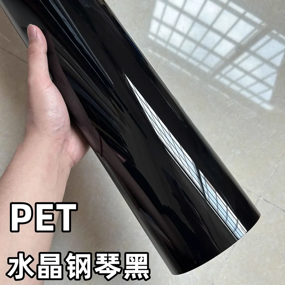 

PET High Gloss Black Vinyl Car Wrap Film Anti-scratch With Air Release Initial Low Tack Glue for Hood Motorcycle Auto Stickers