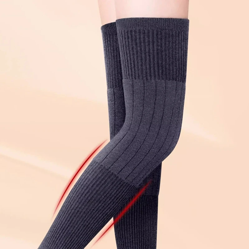 Rodilleras de Cachemira de piel de conejo para personas mayores, rodillera térmica para artritis de piernas frías, Protector de rodilla grueso para mantener el calor, 1 par