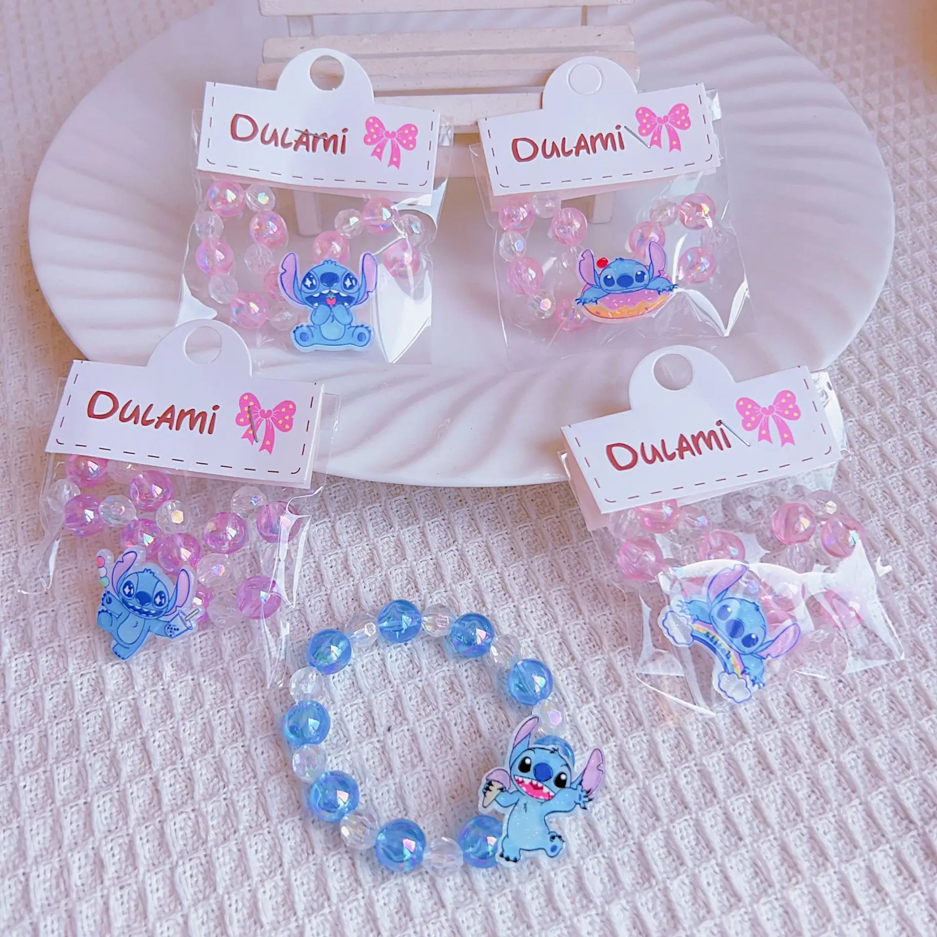 

10pcs Stitch Children's Cartoon Bracelet Colorful for Girls Anime Cartoon Child Hand Jewelry Kawaii Friends for Gifts