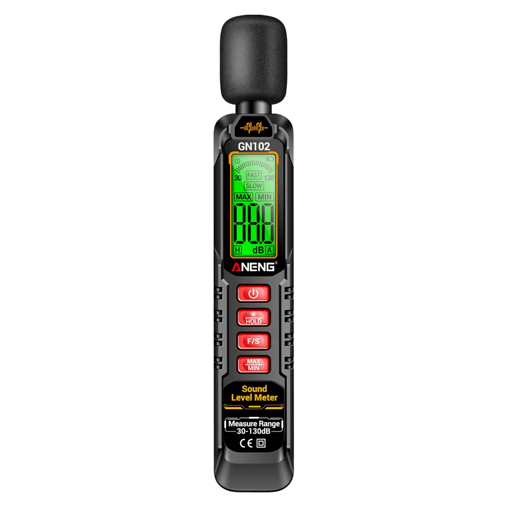 GN102 Digital Noise Meter 30-130dB Sound Level Meter LCD Backlit Display Compact Design Accurate Measurement