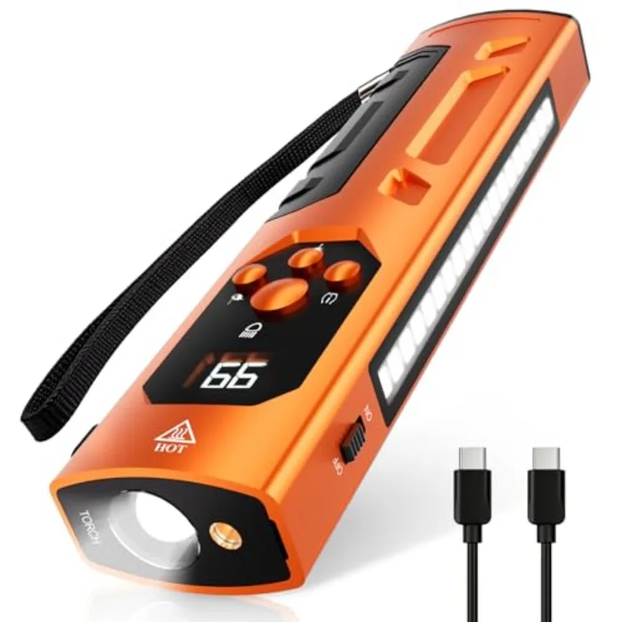 

Rechargeable EDC Flashlight with Red Beam, Flat LED Flashlight with Magnetic Base and Clip, RGB Modes, Flameless Lighter, Pocke
