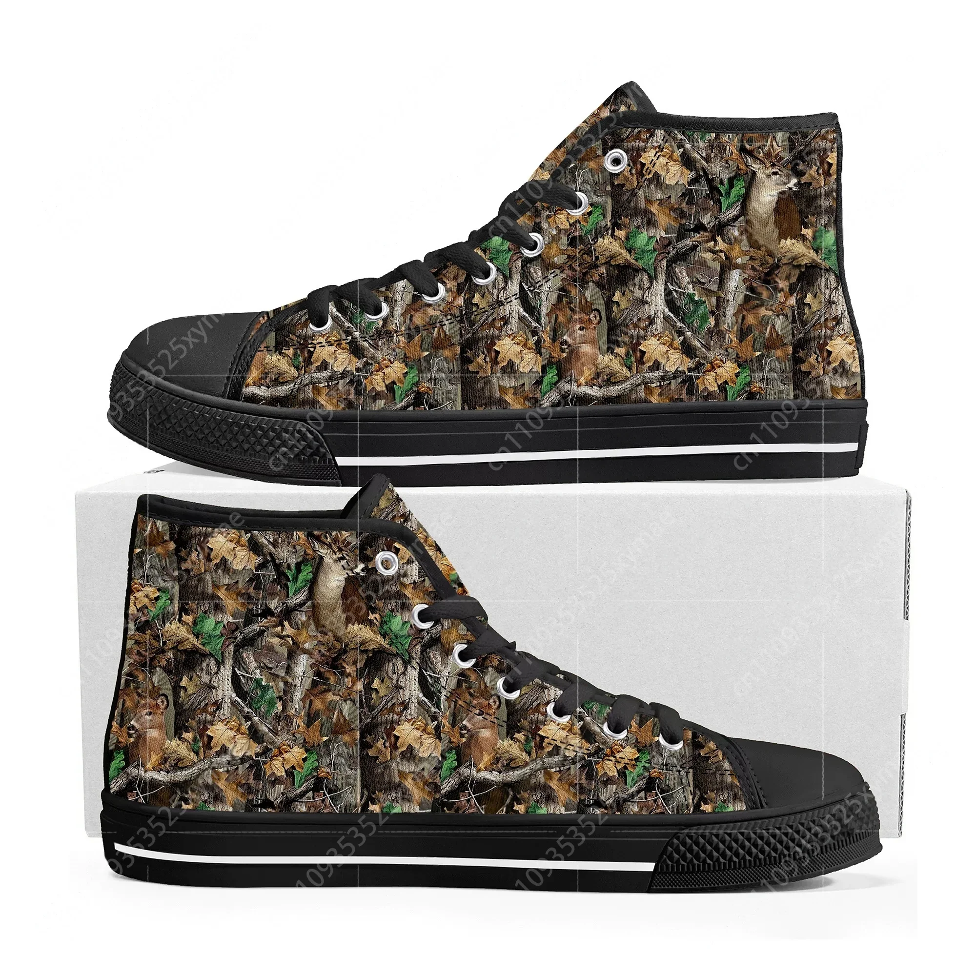 Camo Deer Camouflage Hunting High Top High Quality Sneakers Mens Womens Teenager Canvas Sneaker Custom Made Casual Couple Shoes
