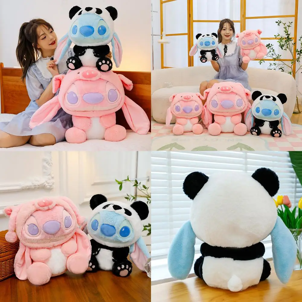 

60 см Disney Kawaii Stitch плюшевая игрушка ангел панда костюм милая стич мягкая кукла детский подарок на день рождения Новое поступление плюшевая оптовая продажа