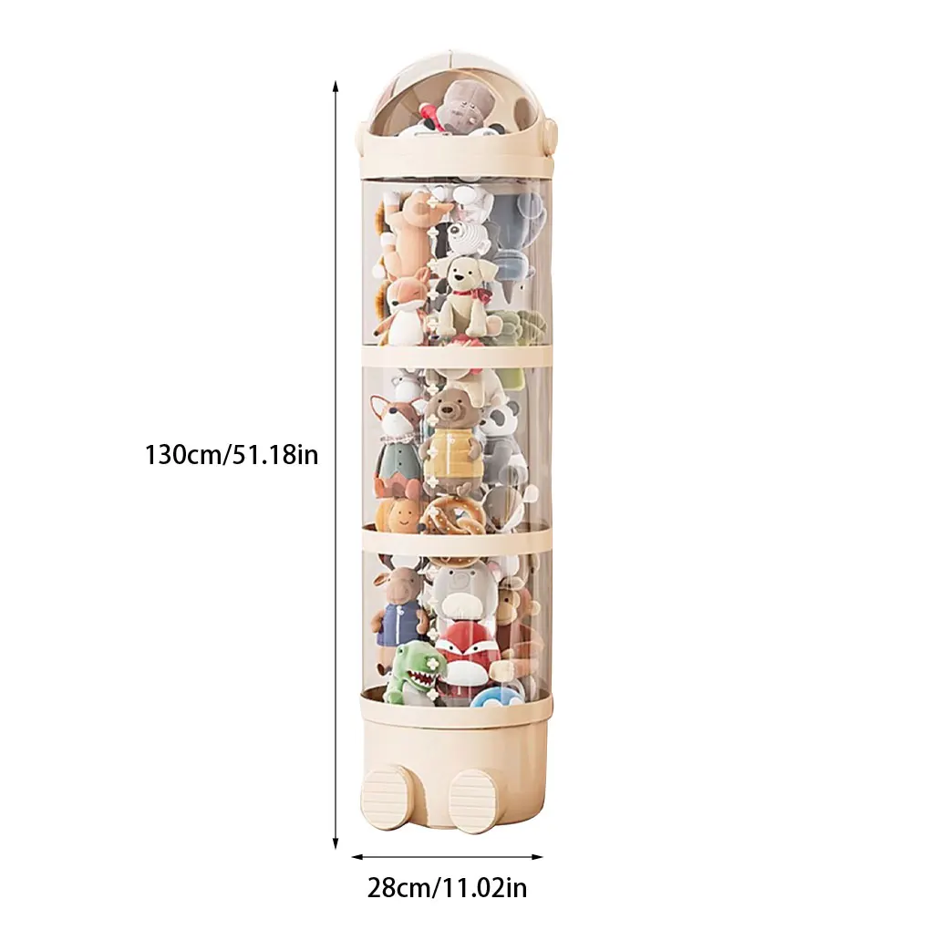 Caja de almacenamiento de juguetes transparente, organizador de felpa apilable, tubo de almacenamiento de animales de peluche, juguetes