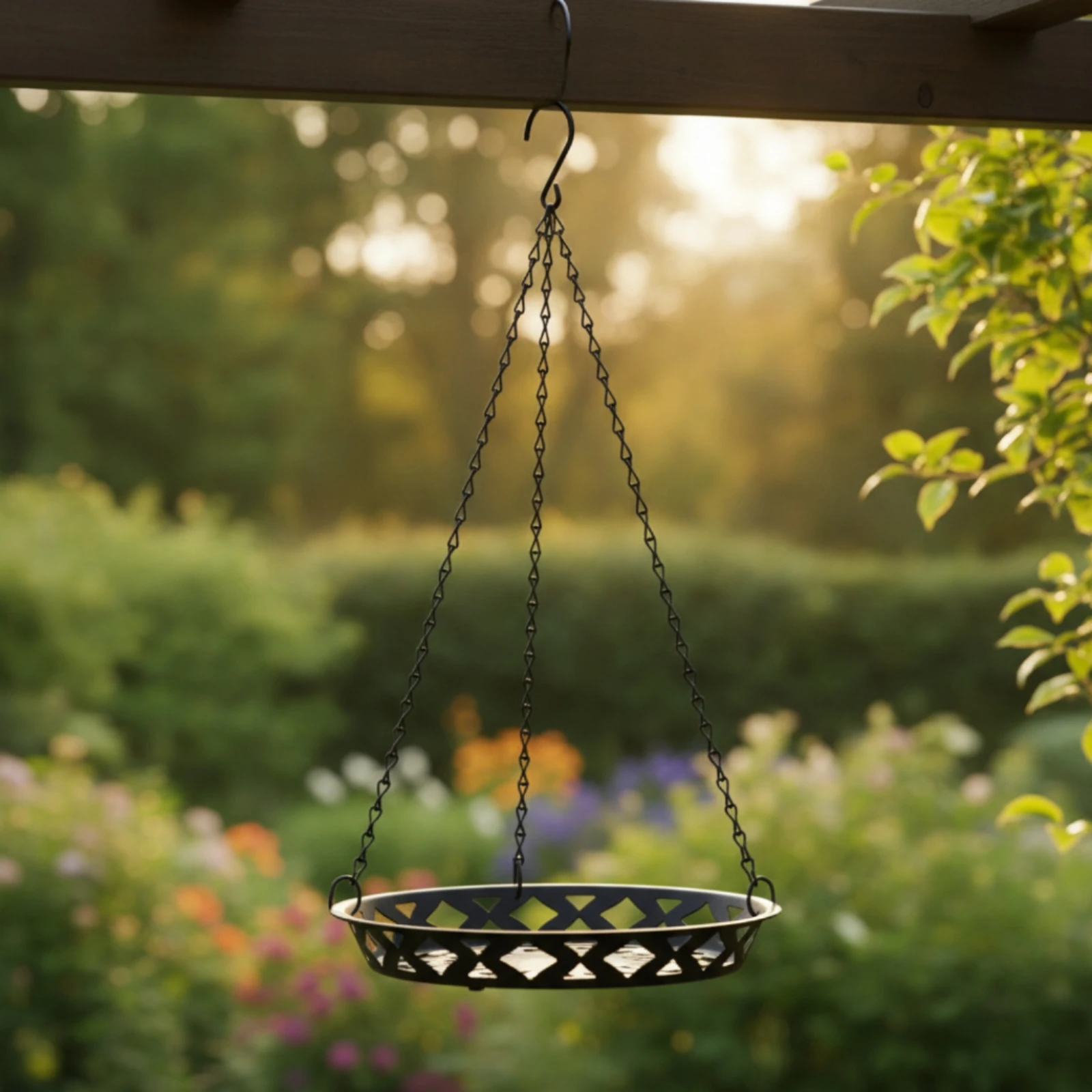 Metal Hanging Basket with Hook Sturdy Hanging Planter with Chains Plant Hanger Heavy-Duty Breathable for Gardeners, Patio