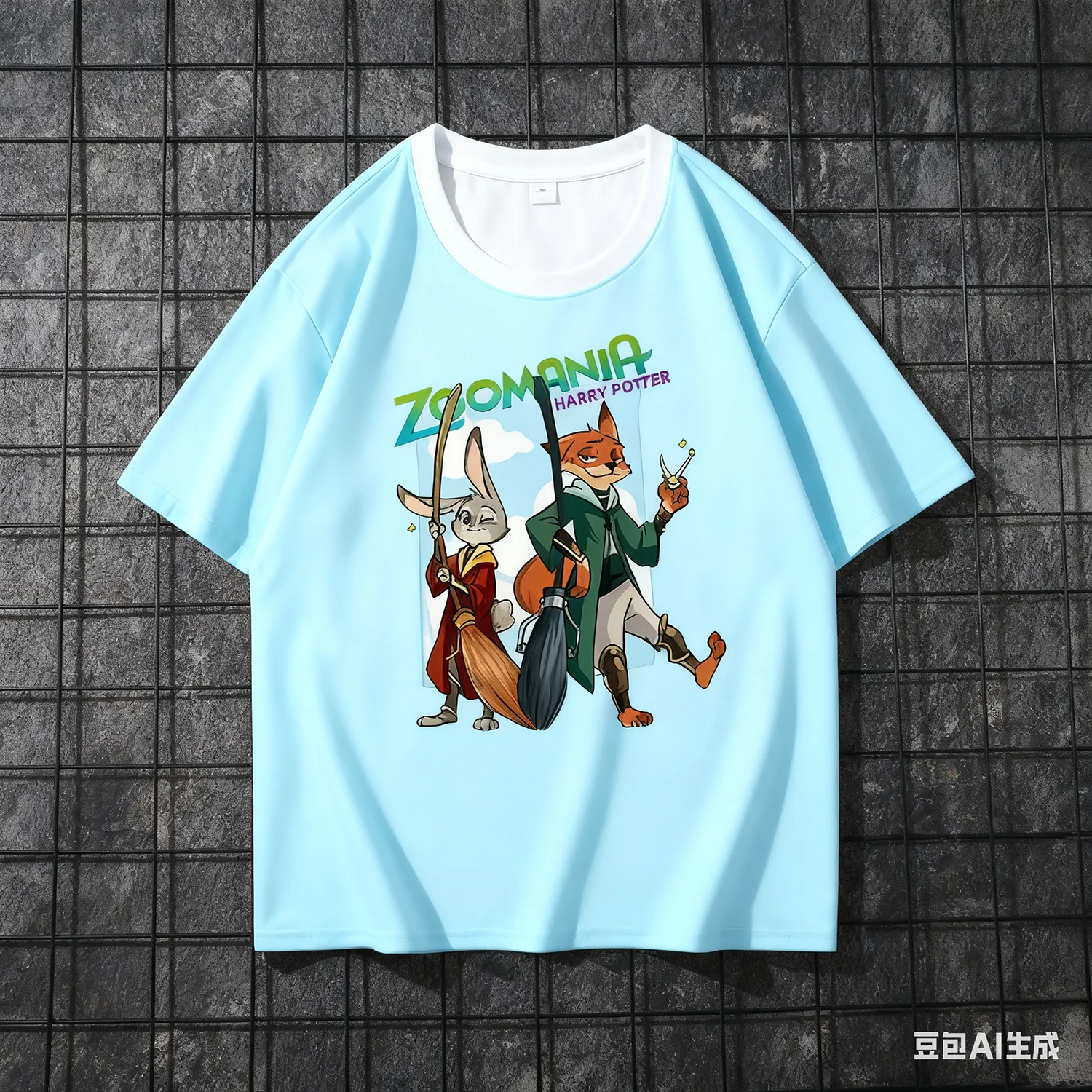 Zootopia Harry Potter y Nicky Judy hombres y mujeres adultos niños camiseta 2025 nuevo verano estampado de dibujos animados 3D ropa de secado rápido