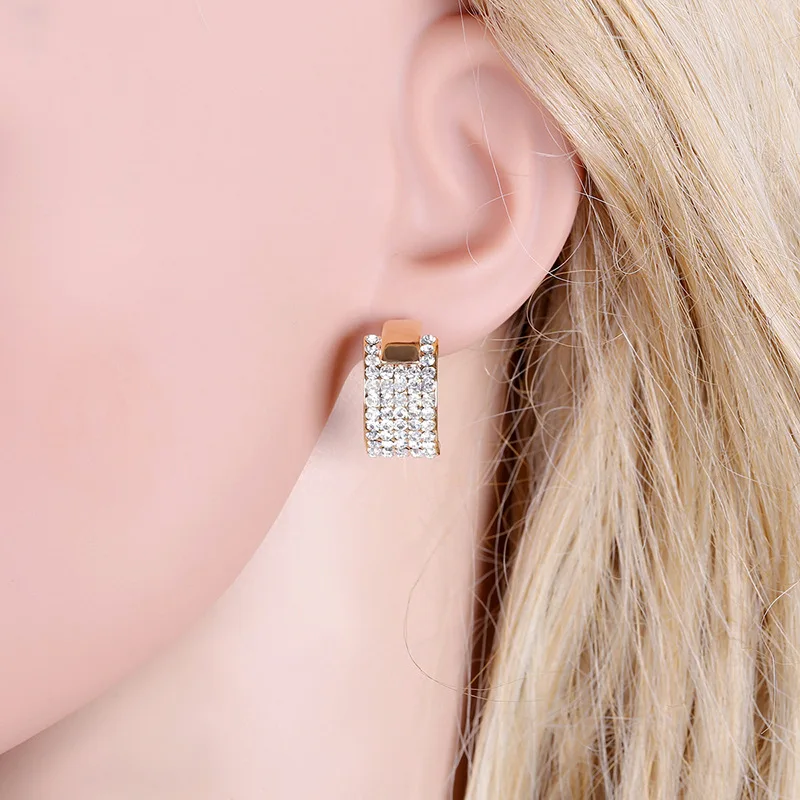 Fashion C-shaped electroplated real gold diamond stud earrings AliExpress Amazon cross-border e-commerce INS wind hot earrings e