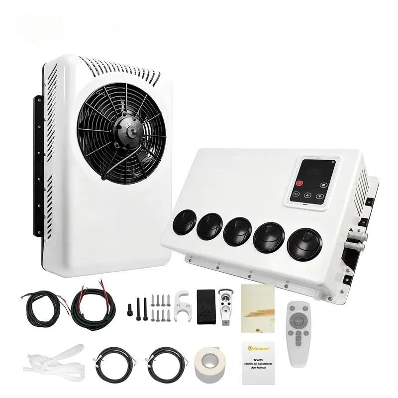 2026 hot sale 12V Semi Truck Air Conditioning Cooling System 10000BTU Split Electric Parking AC for Bus Van Tractor RV